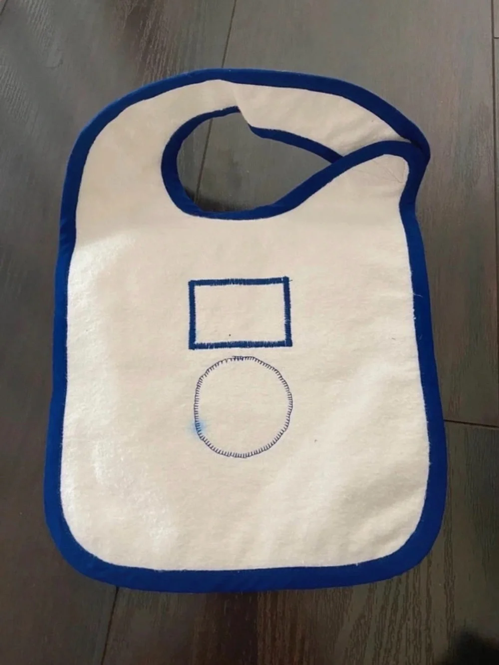 Baby Bib - White with Blue Trim